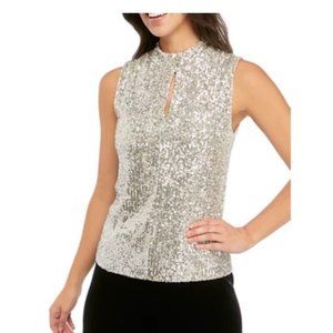 Calvin Klein Silver Stretch Keyhole Top Size Small